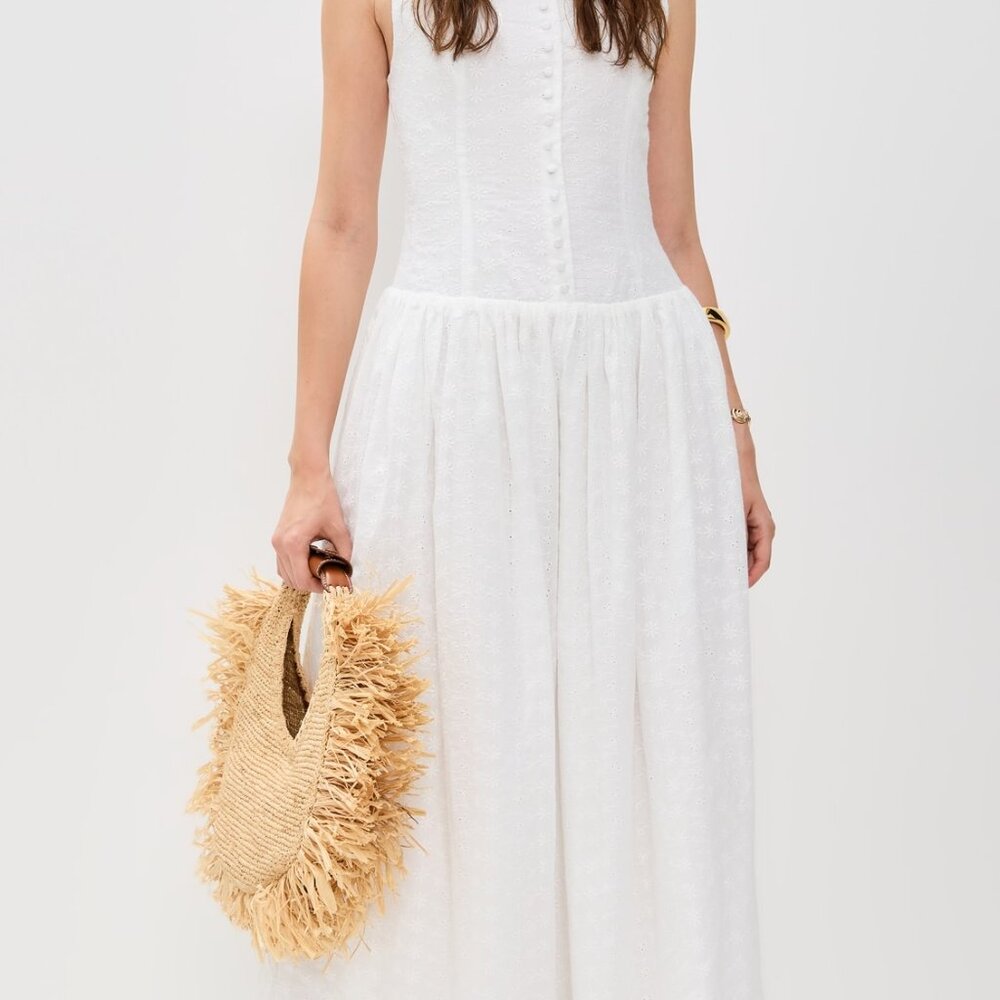 $205 NWT Runaway the Label Nevah Maxi Dress White Eyelet - Picture 5 of 5